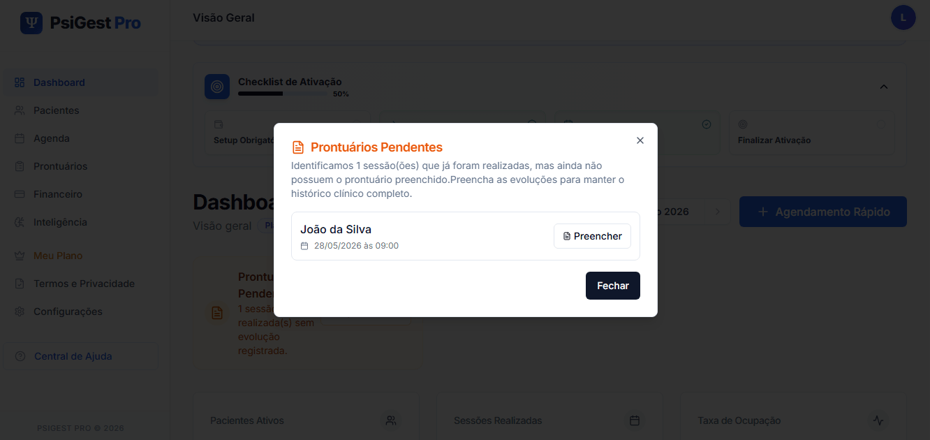 Prontuários com alertas